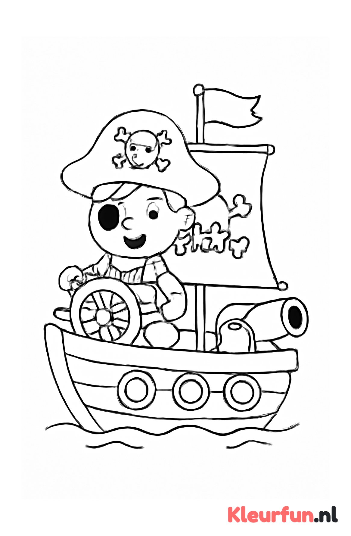 Kleine Piratenboot met Kapitein en Kanon