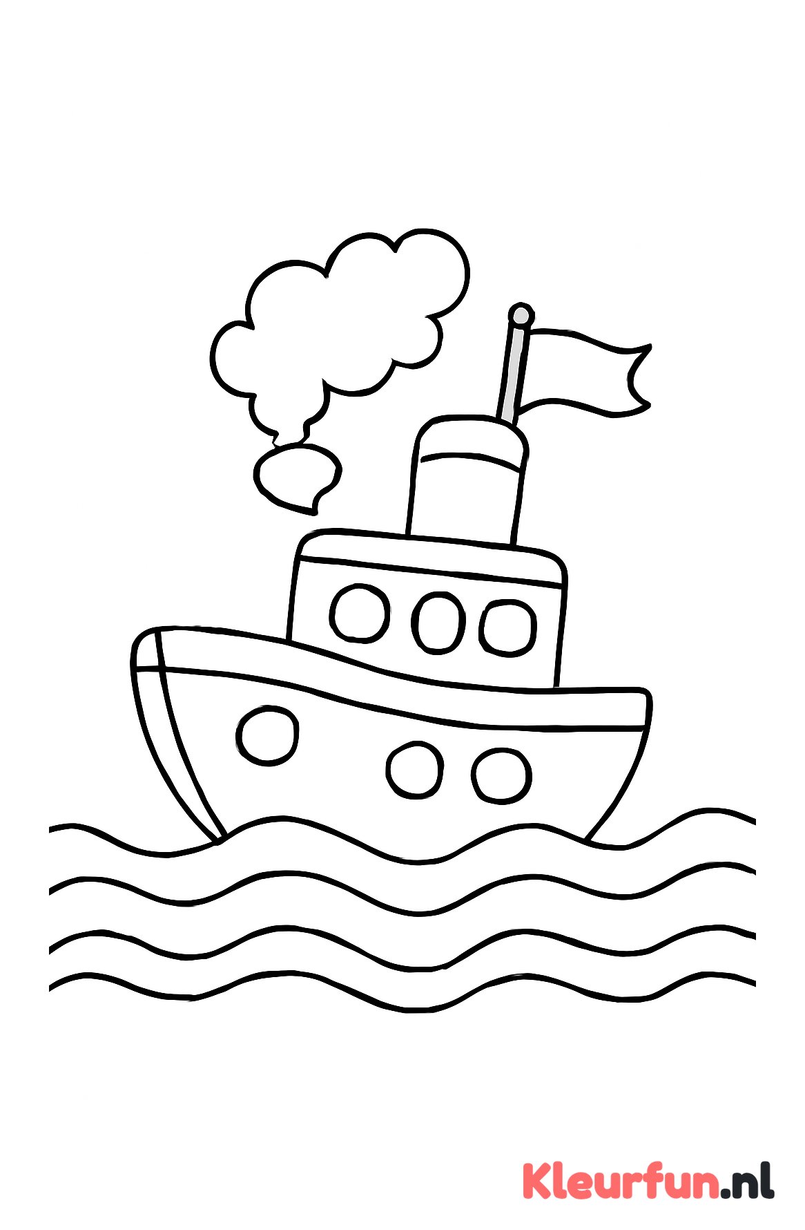 Kleine stoomboot met vlag