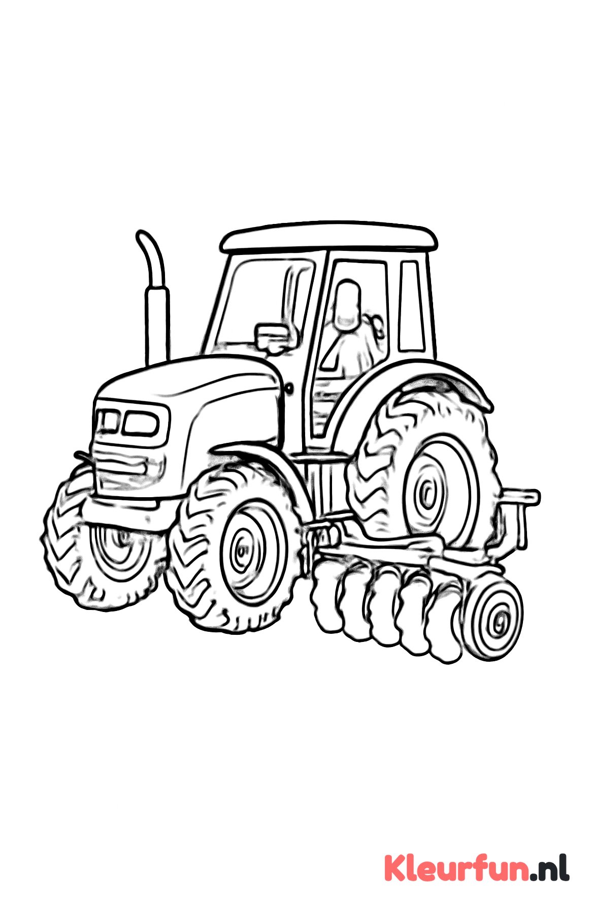 Kleine tractor met landbouwgereedschap