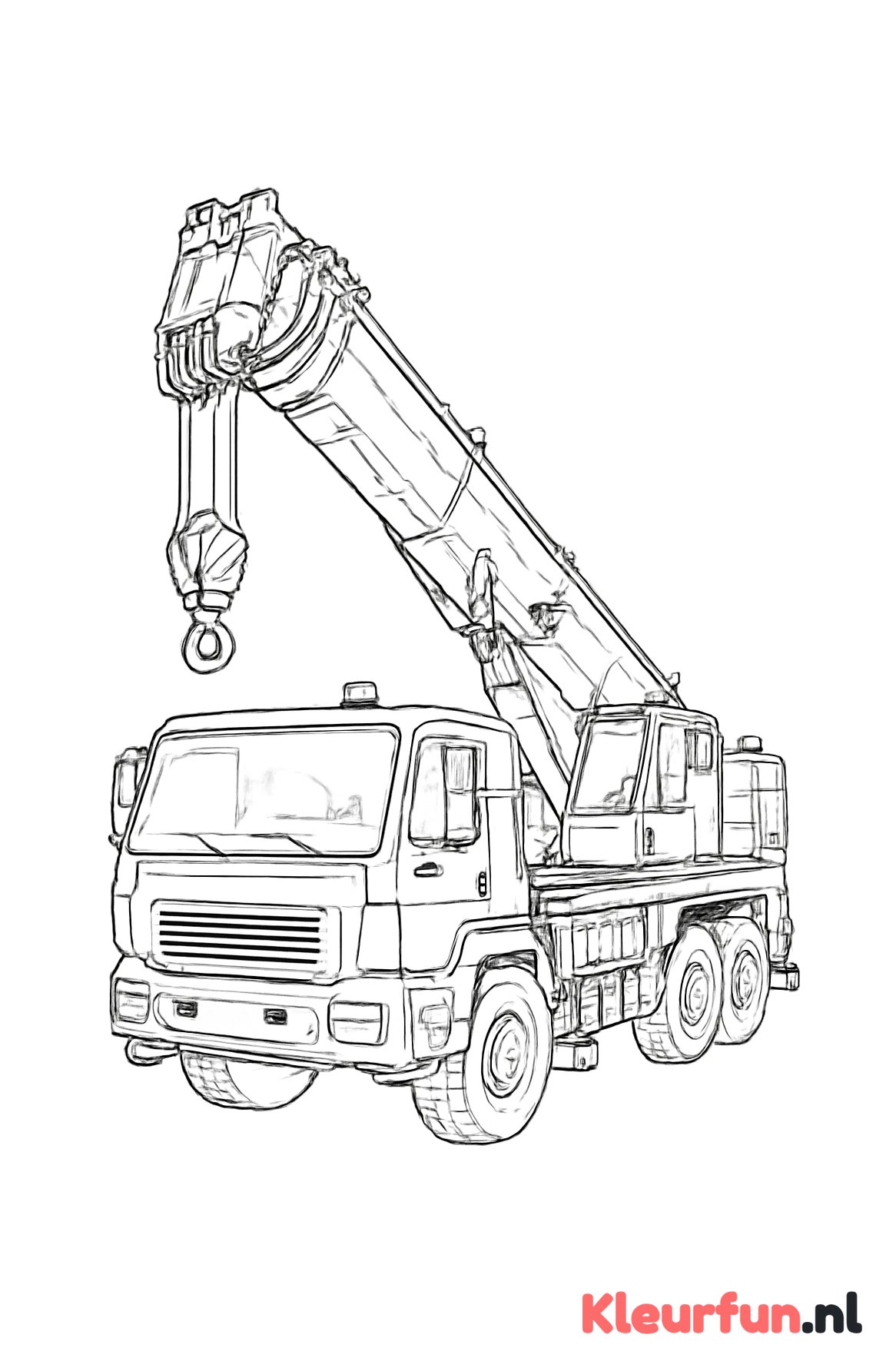 Kraanwagen met uitgeschoven arm en lier