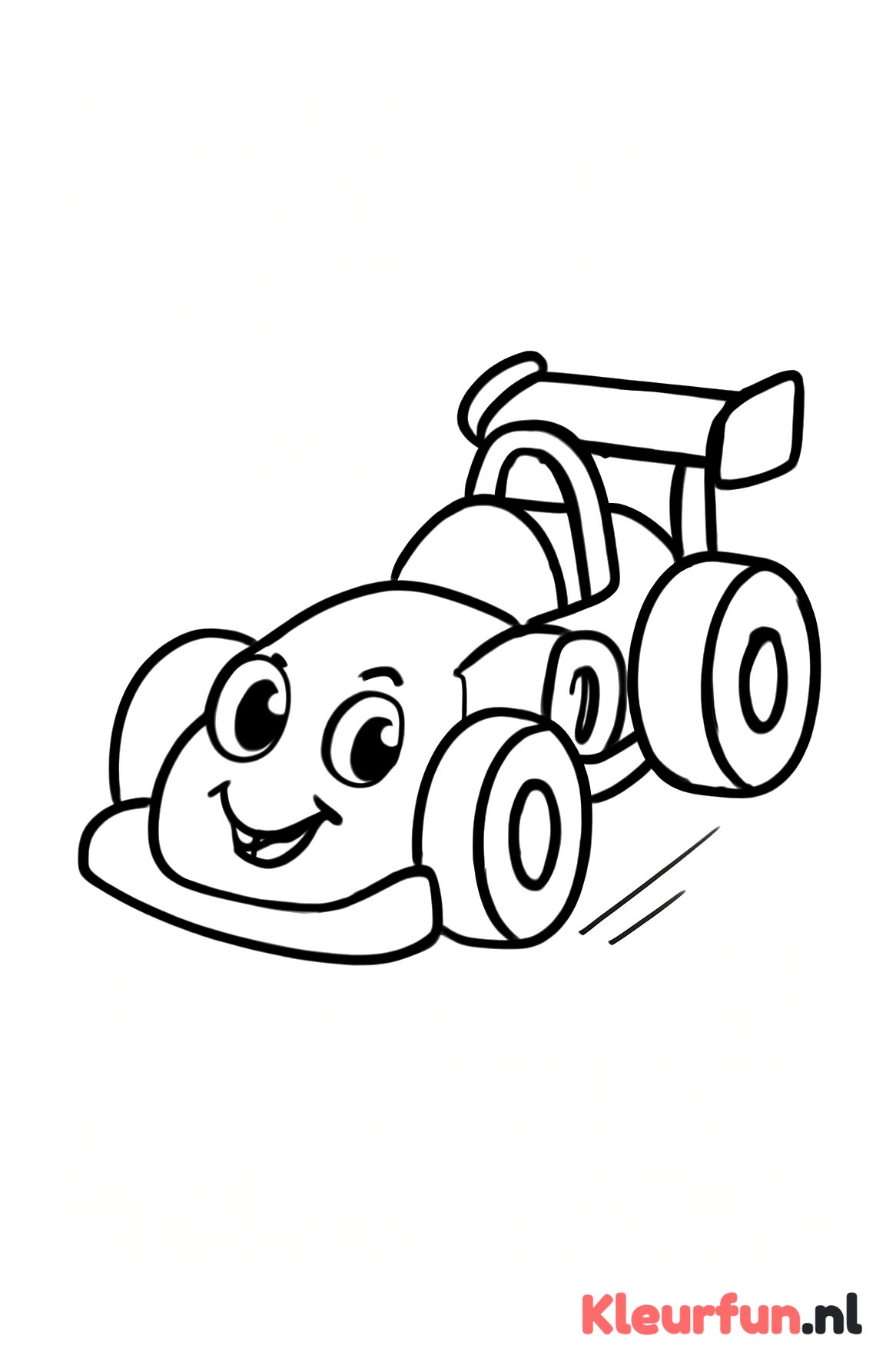 Lachende raceauto