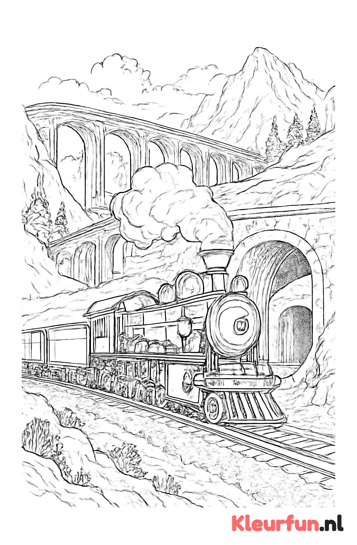 Locomotief Route met Viaduct en Tunnels