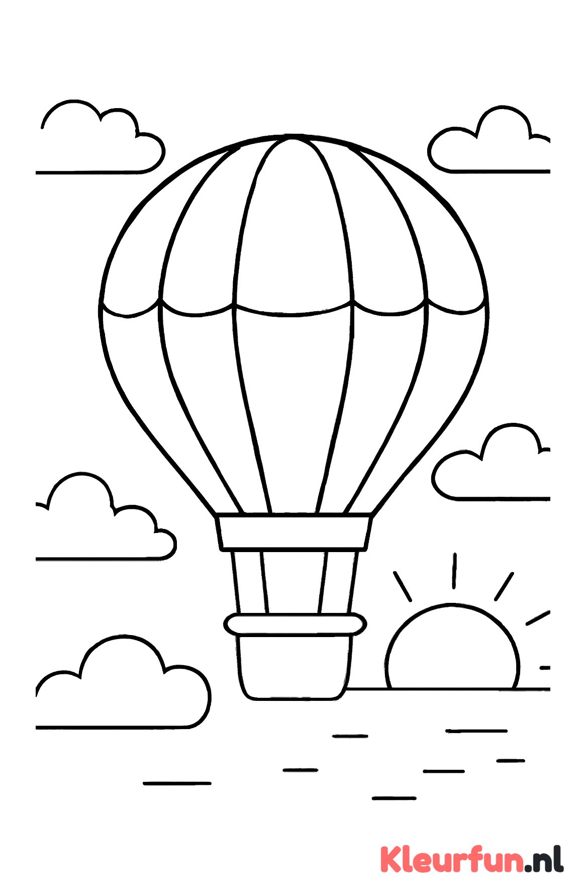 Luchtballon op zonsondergang achtergrond