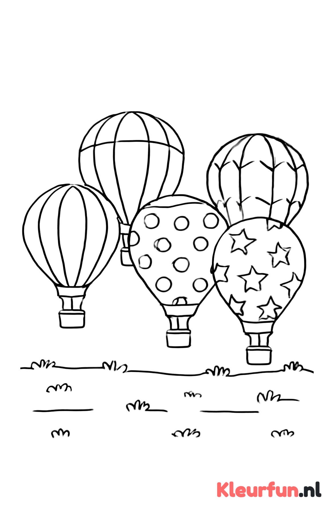 Luchtballonfestival met ballonnen in de rij