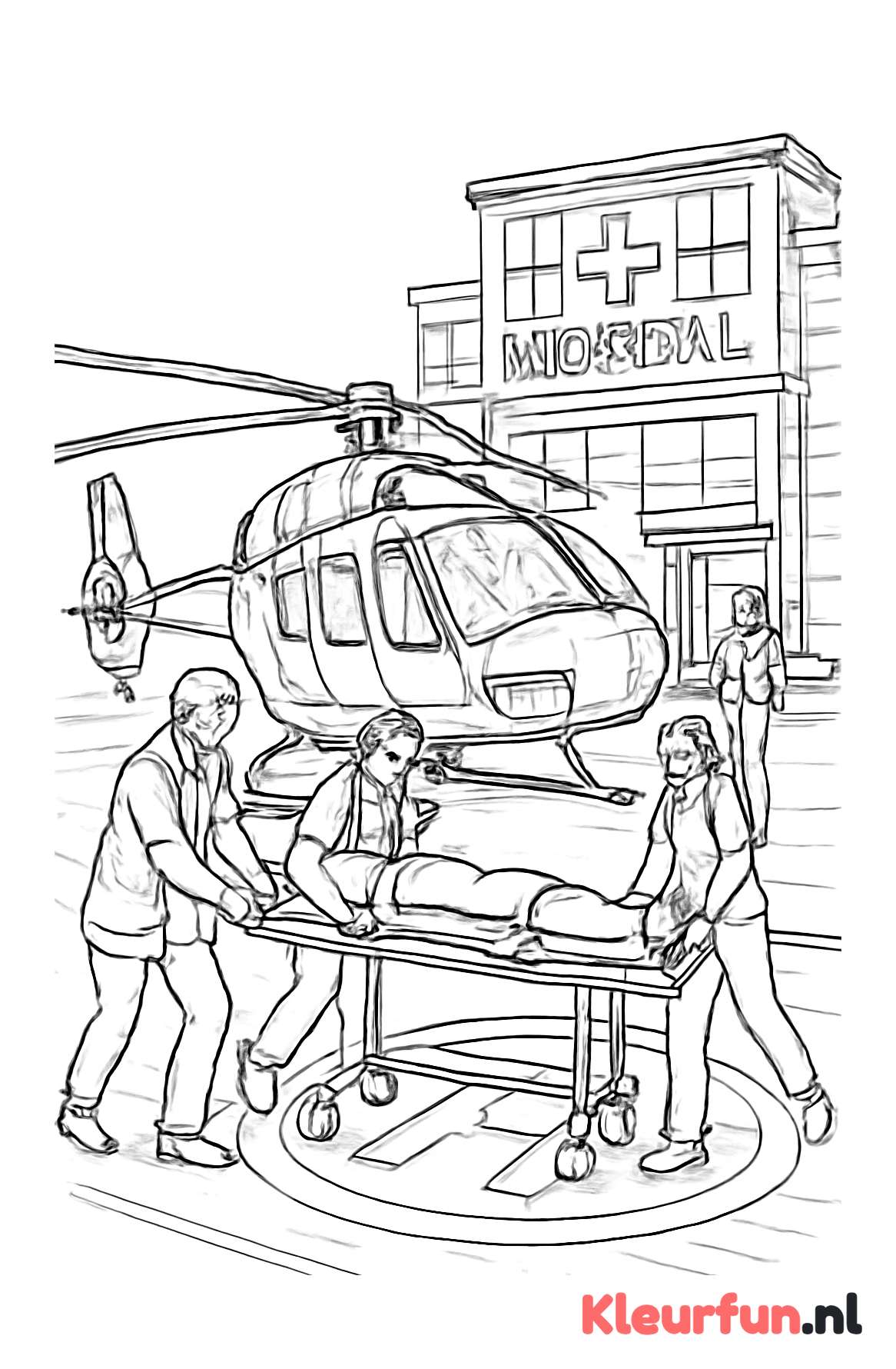 Medische helikopter bij ziekenhuis
