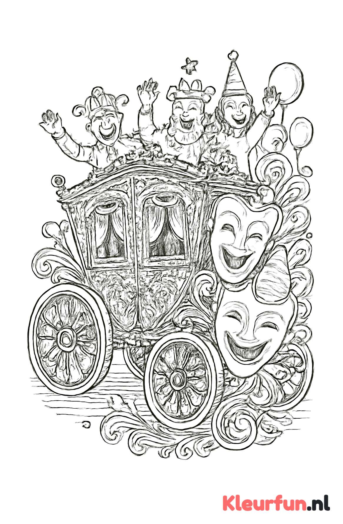 Middeleeuwse koets en moderne carnavalswagen