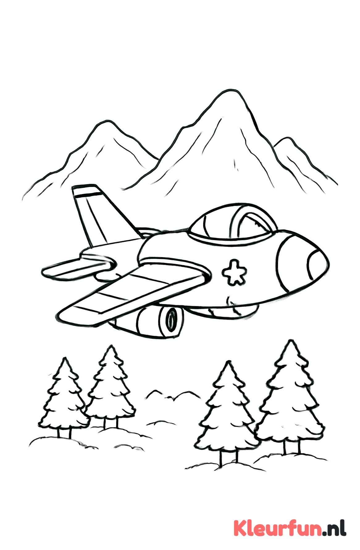 Militair vliegtuig in de bergen