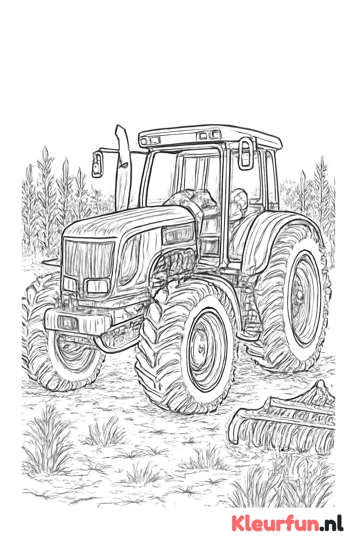 Moderne boerderijtractor met technische details