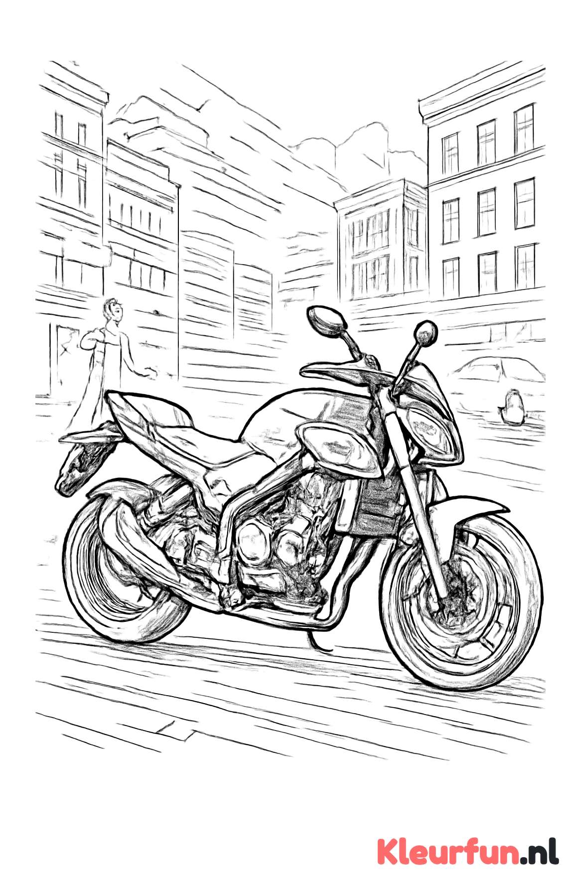 Moderne motor op stadsstraat