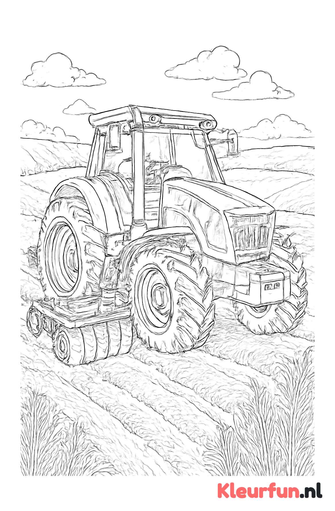 Moderne tractor op het veld