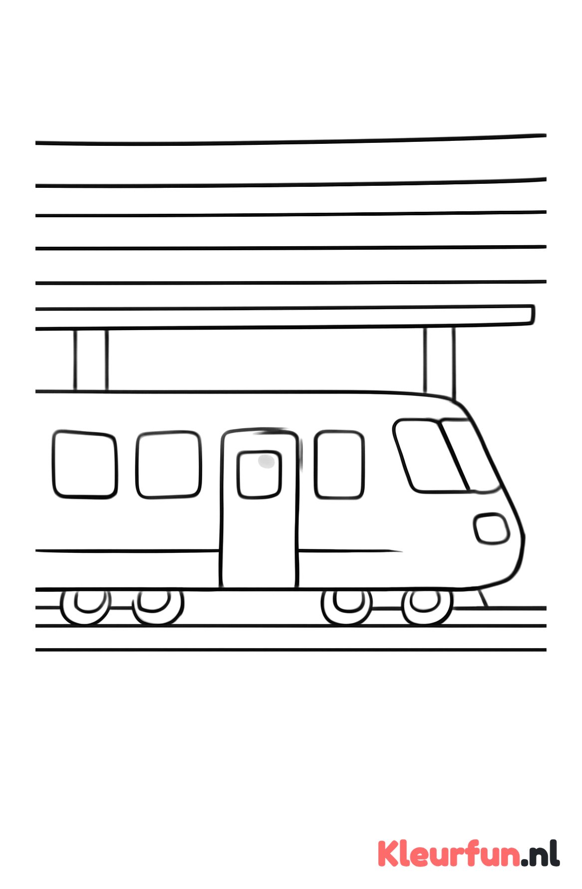Moderne trein bij het station