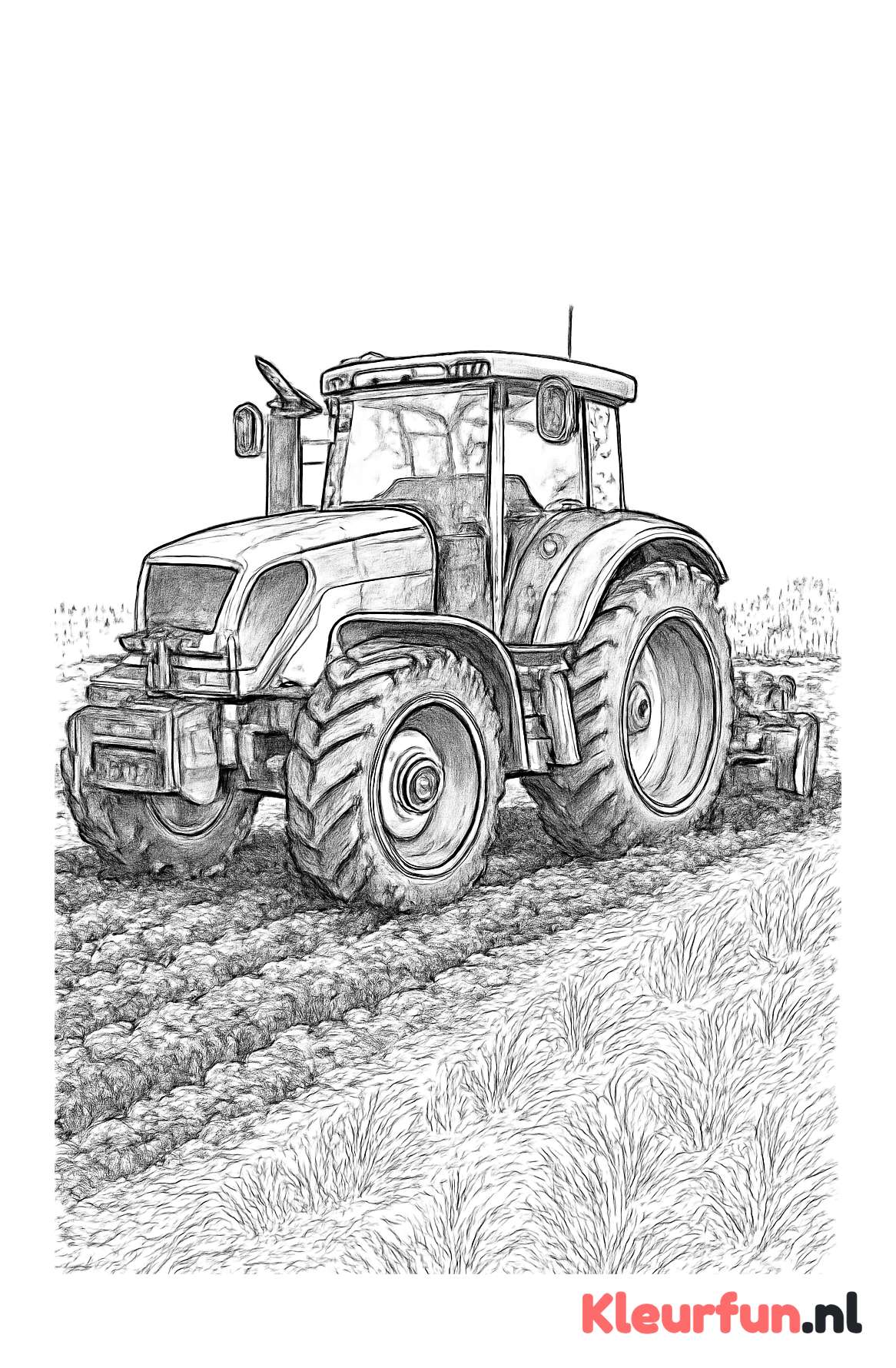 Moderne trekker op het veld