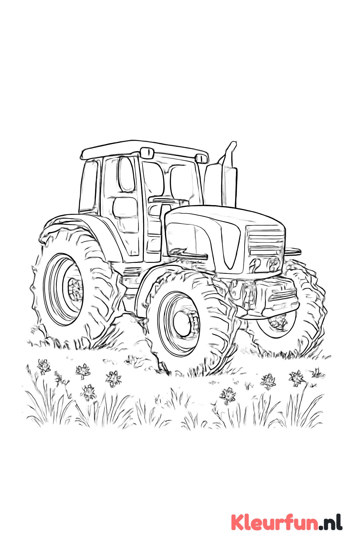 Moderne trekker in de wei