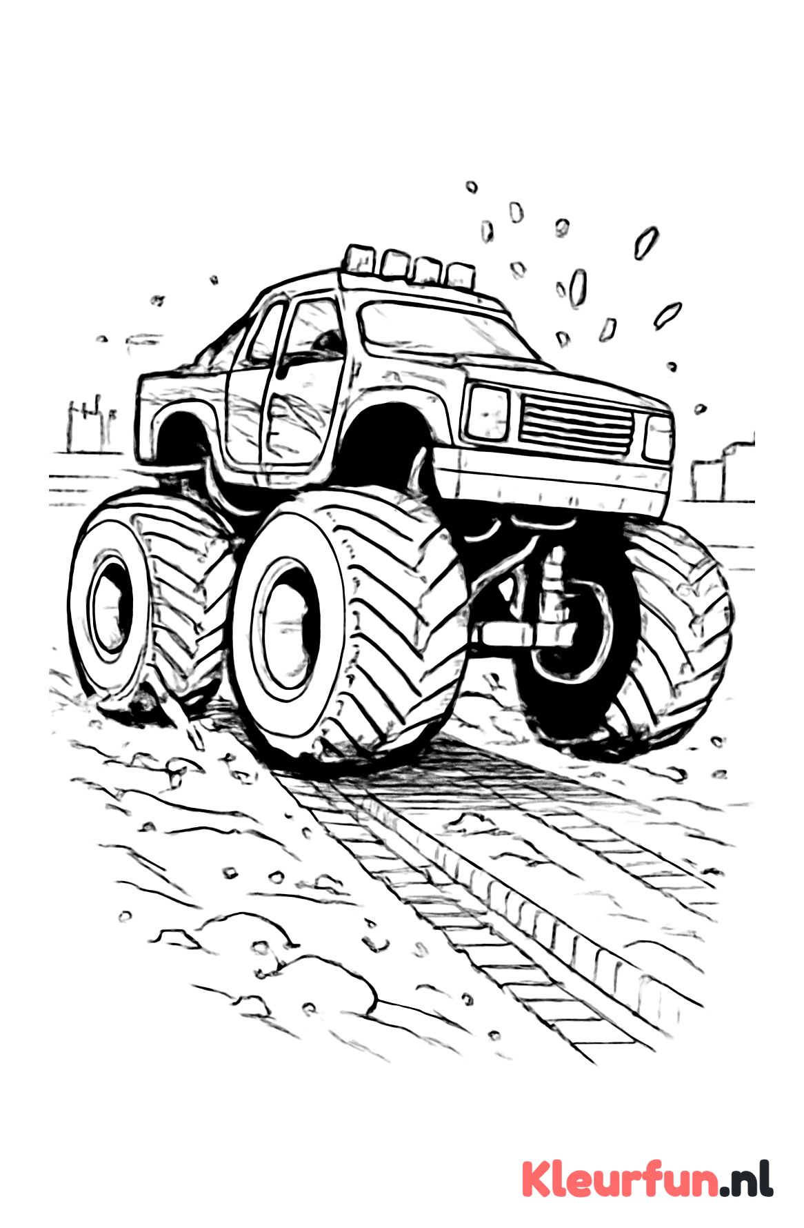 Monstertruck actie op racebaan