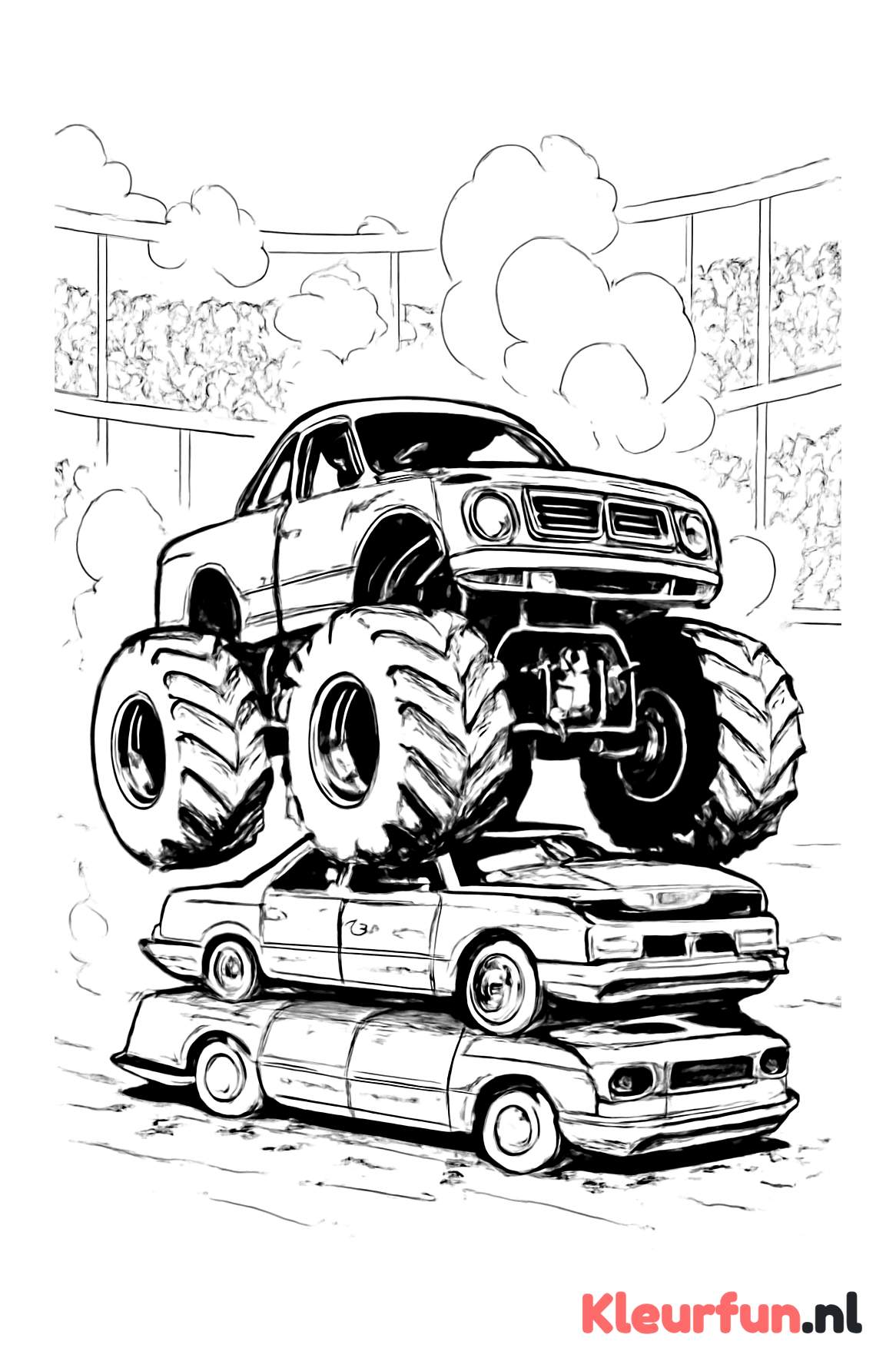 Monstertruck vernietigt oude auto's