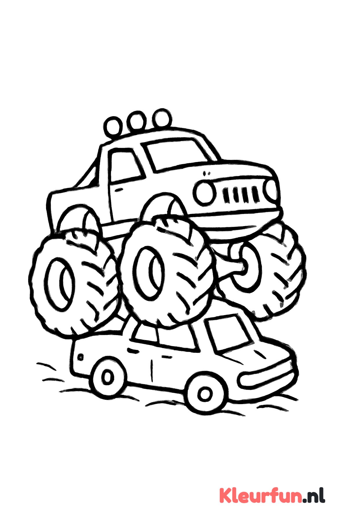 Monstertruck drukt autowrak