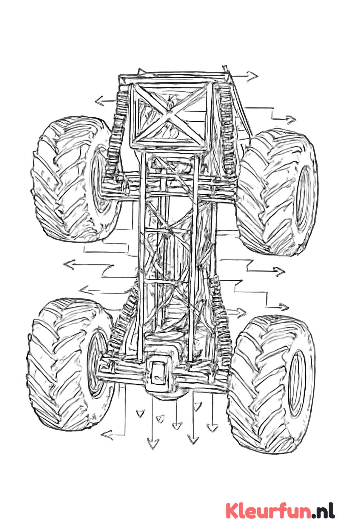 Technische chassis van monstertruck