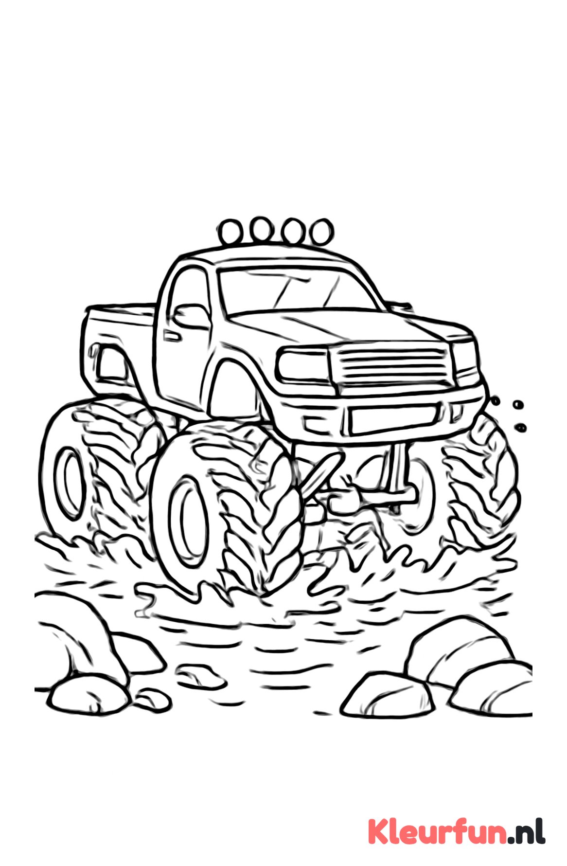 Monstertruck door rivier