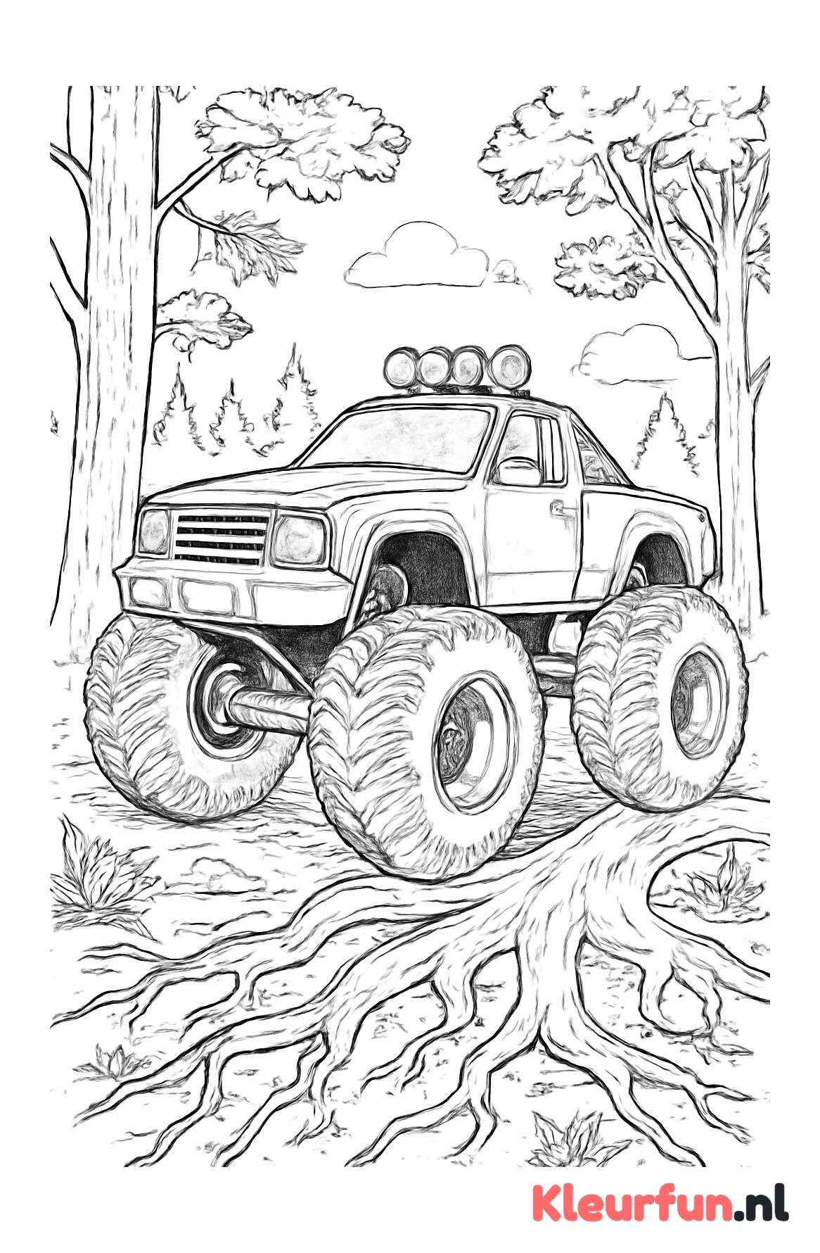 Monstertruck in het bos