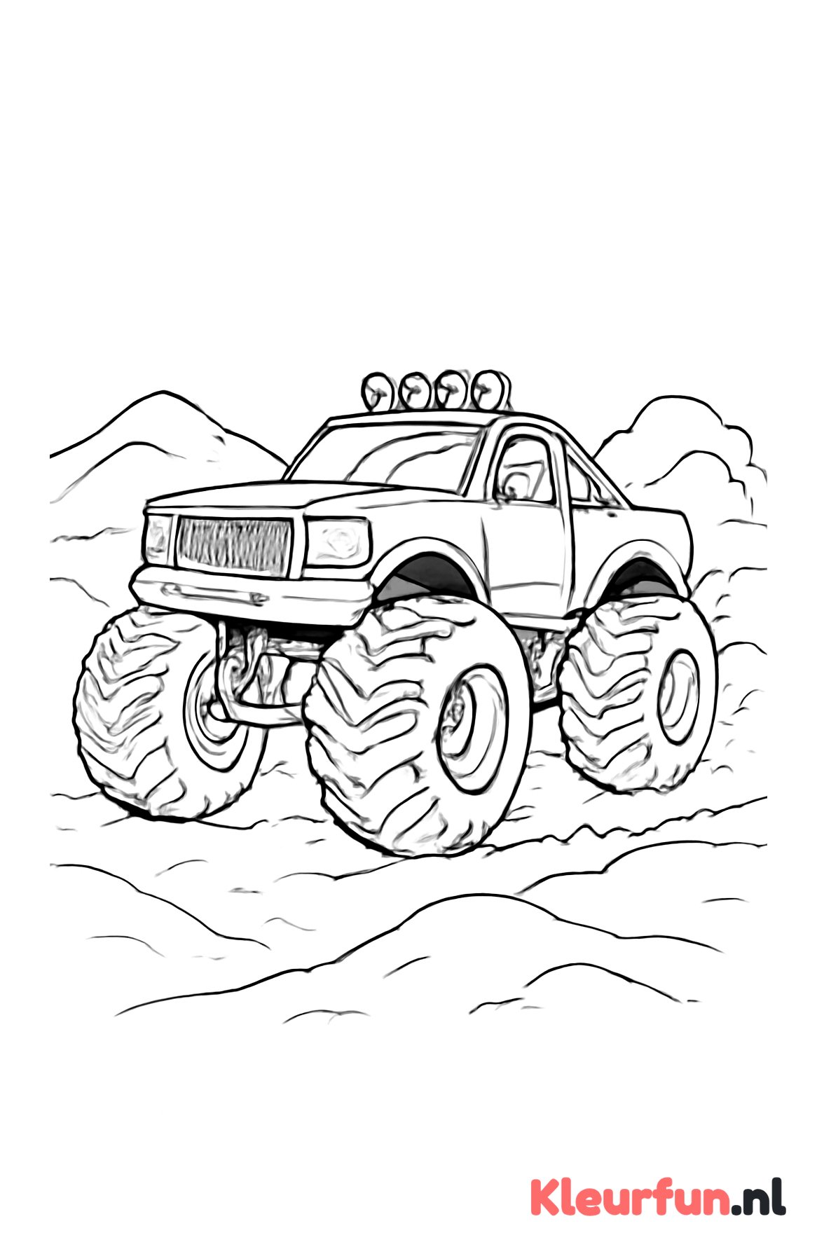 Monstertruck in het zand
