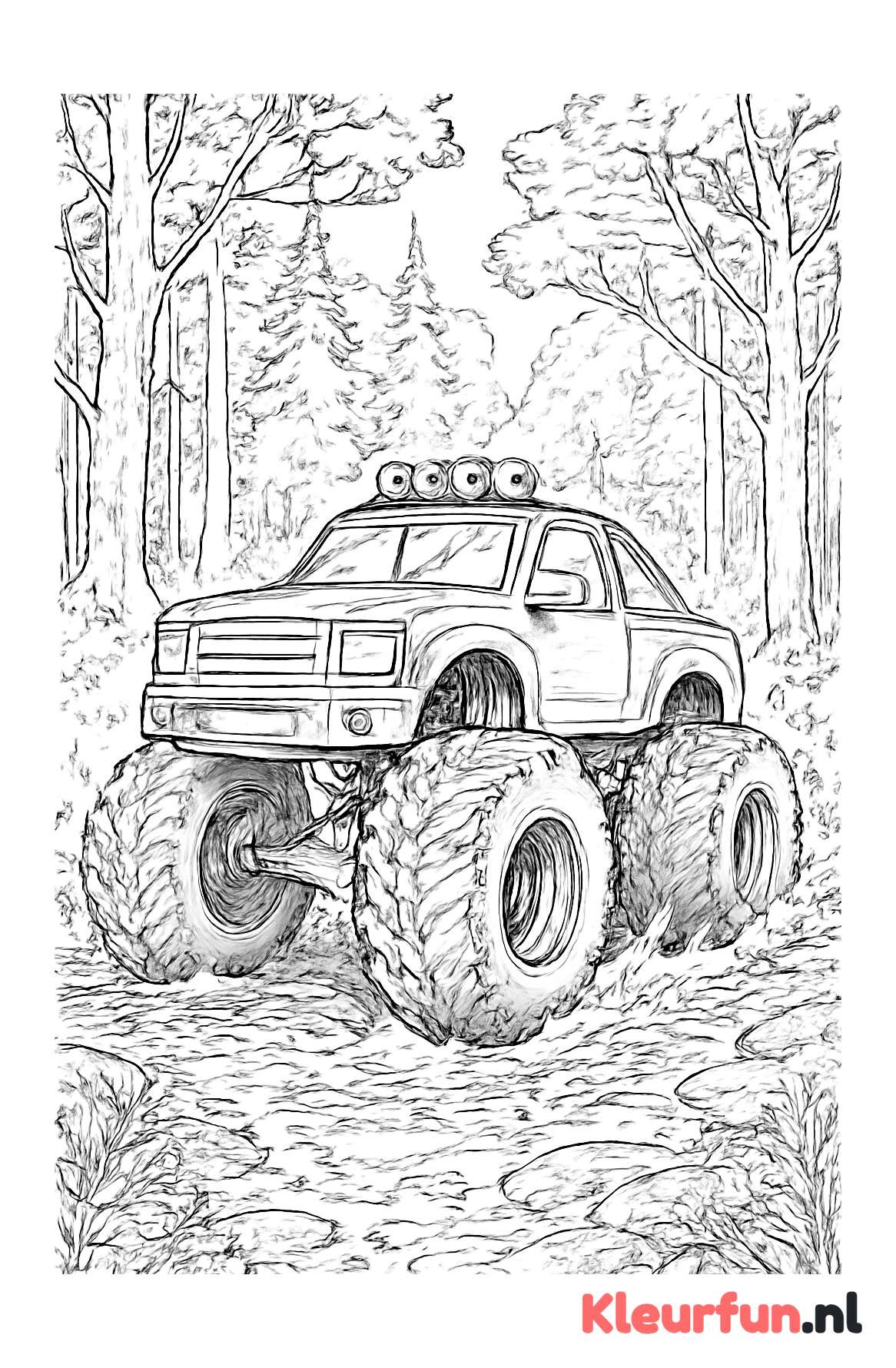 Monstertruck in modderige plassen