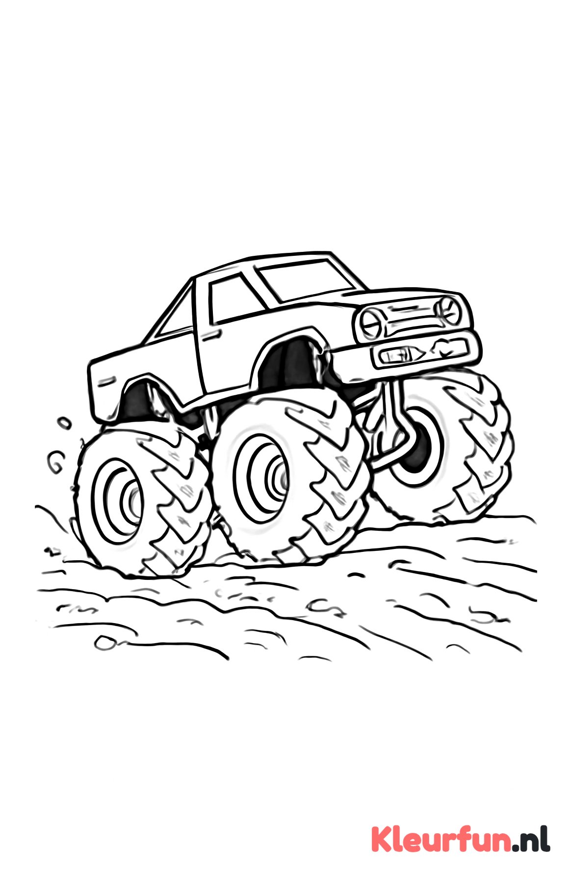Monstertruck op modderbaan