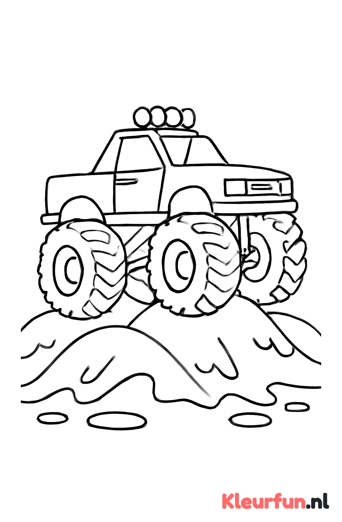 Monstertruck op modderige heuvels
