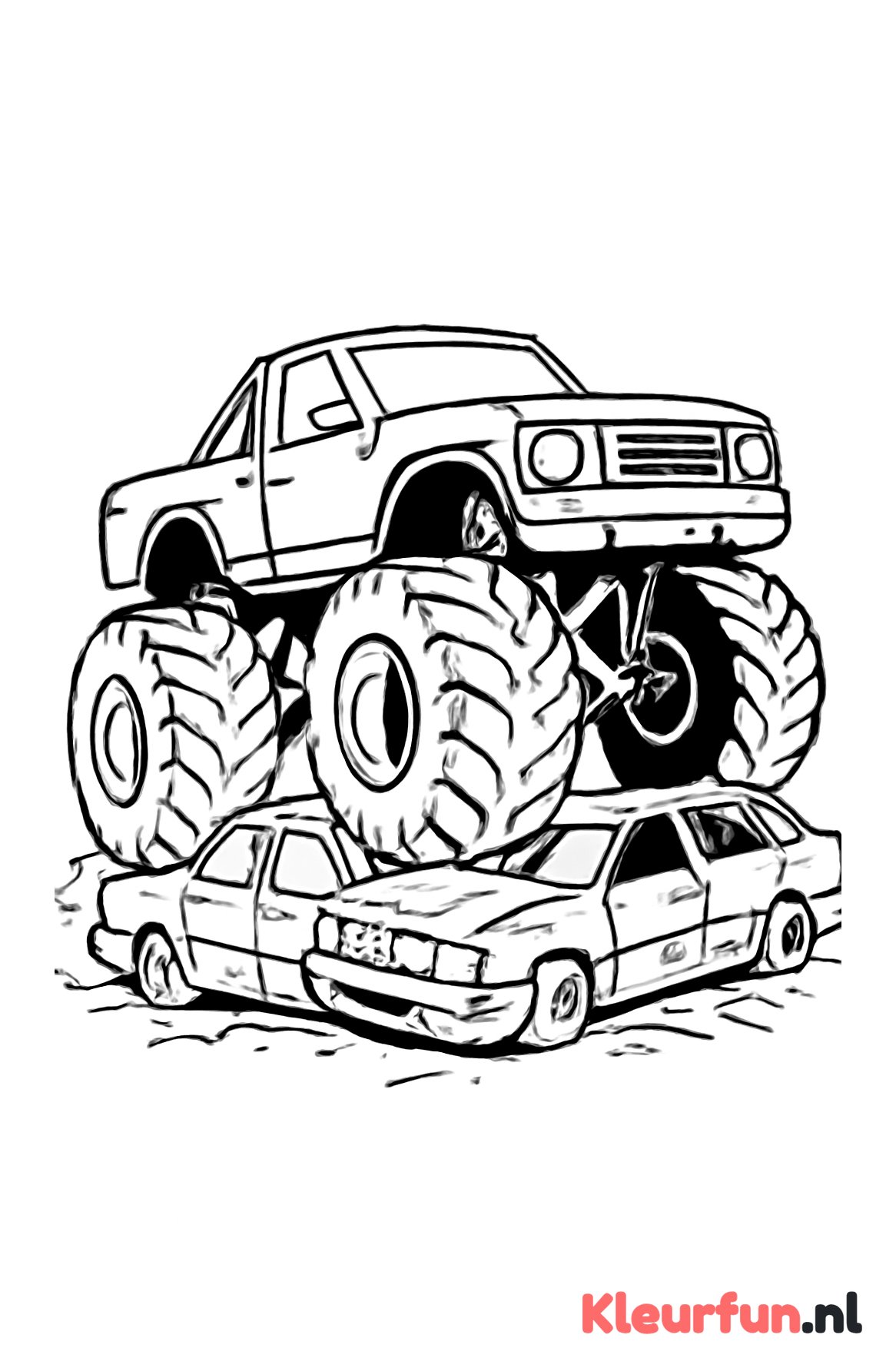 Monstertruck over kapotte auto's