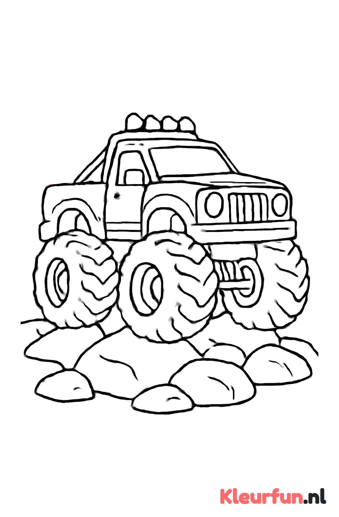 Monstertruck rijdt over stenen