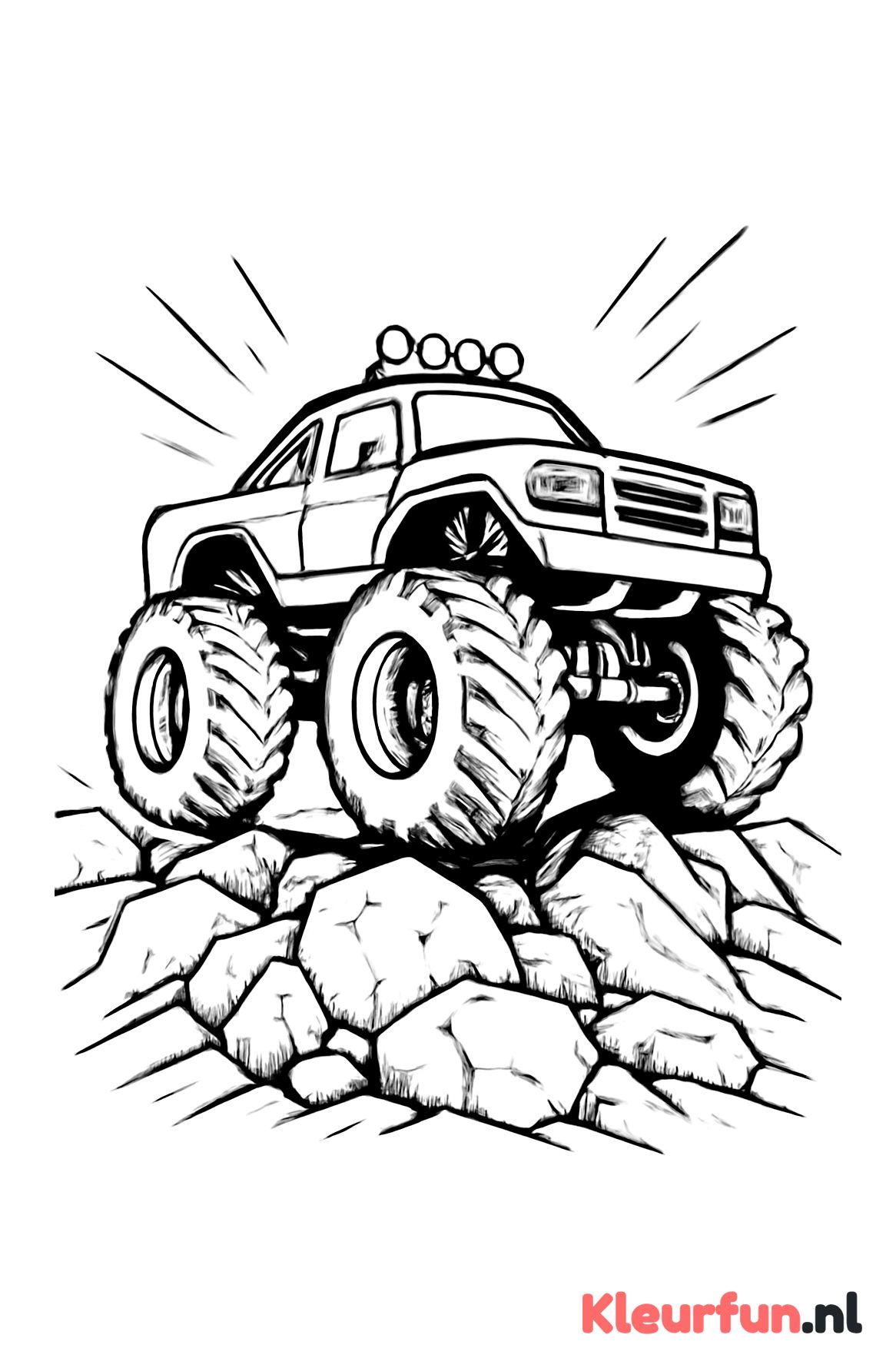 Monstertruck rijdt over rotsen