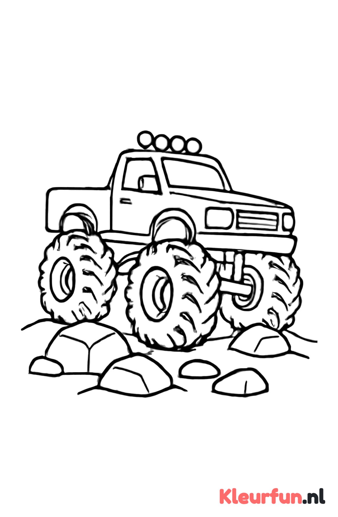 Monstertruck op rotsen