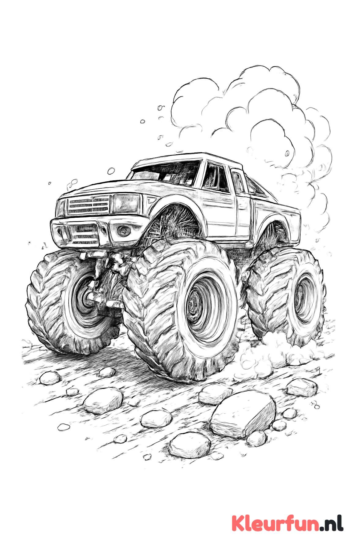 Monstertruck op ruig terrein