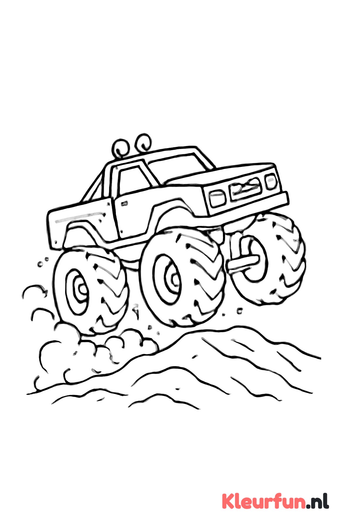 Monstertruck rijdt over ruw terrein