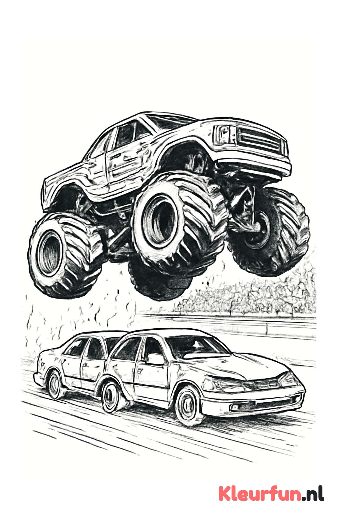 Monstertruck tijdens stuntshow