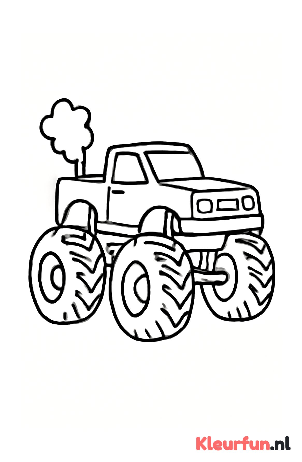 Monstertruck met rook uit de uitlaat