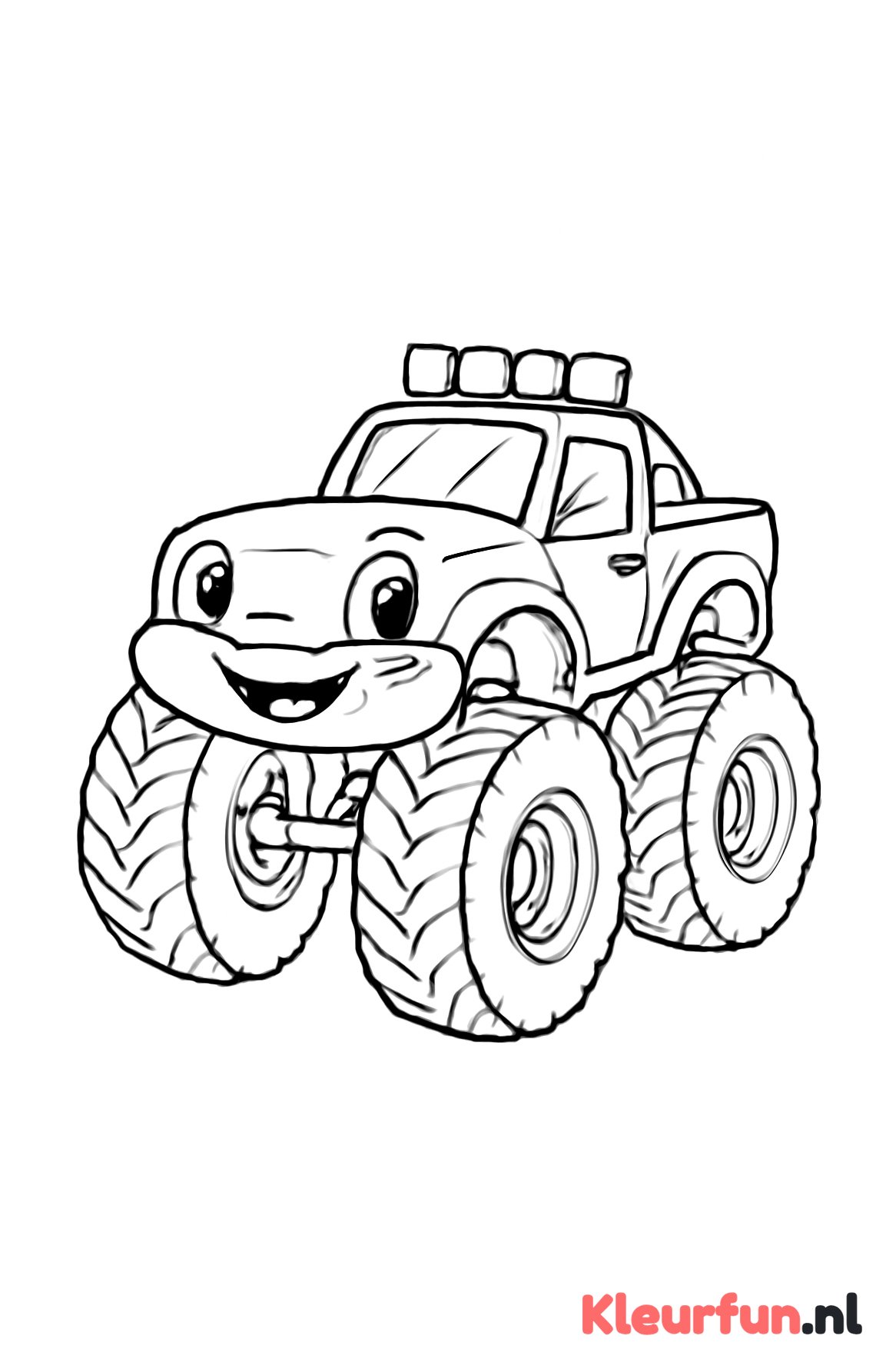 Monstertruck met vrolijk gezicht
