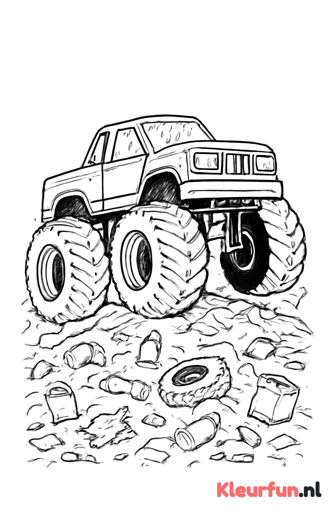 Monstertruck op de vuilnisbelt