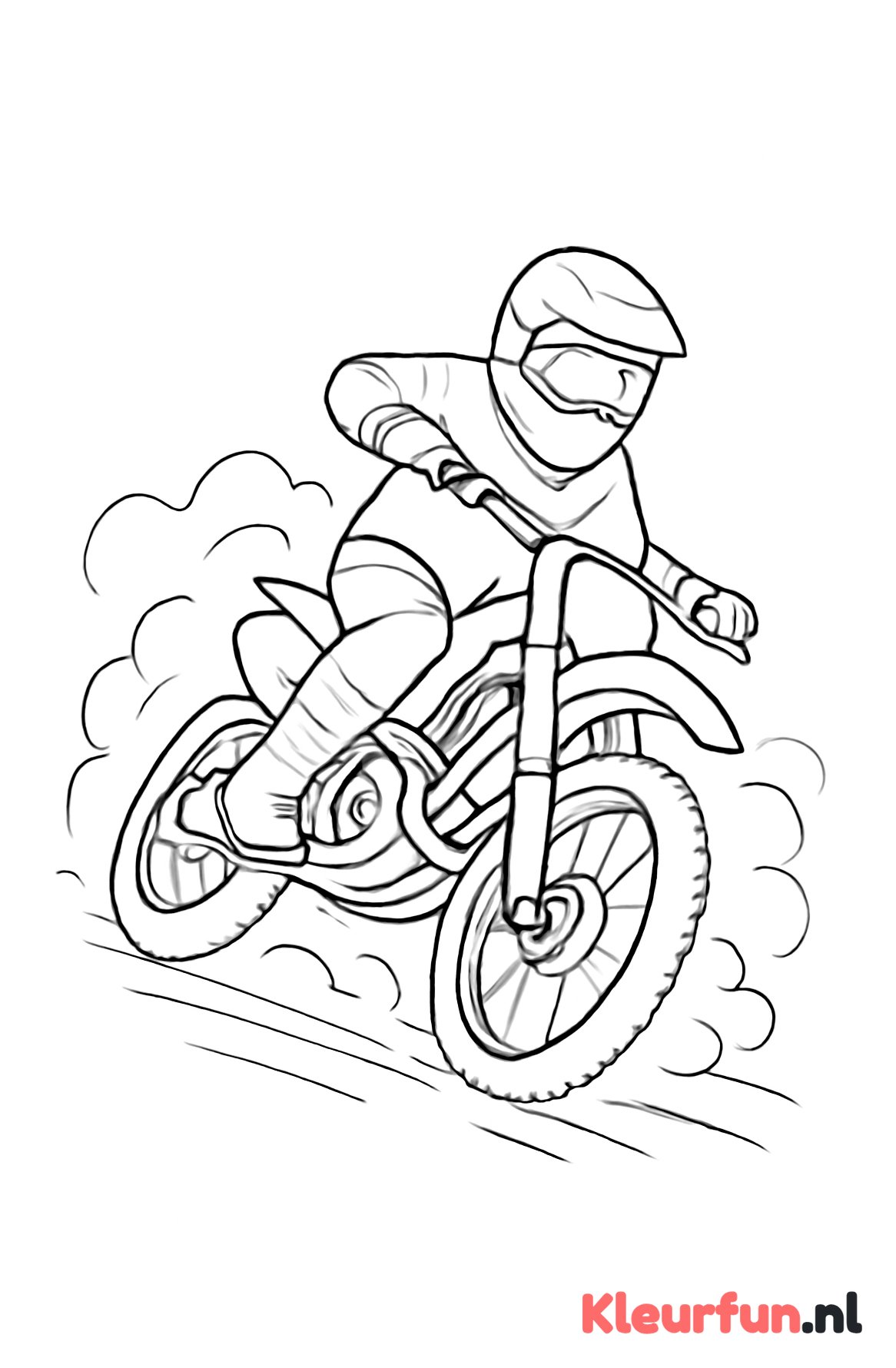 Motorcross in de bocht met stof