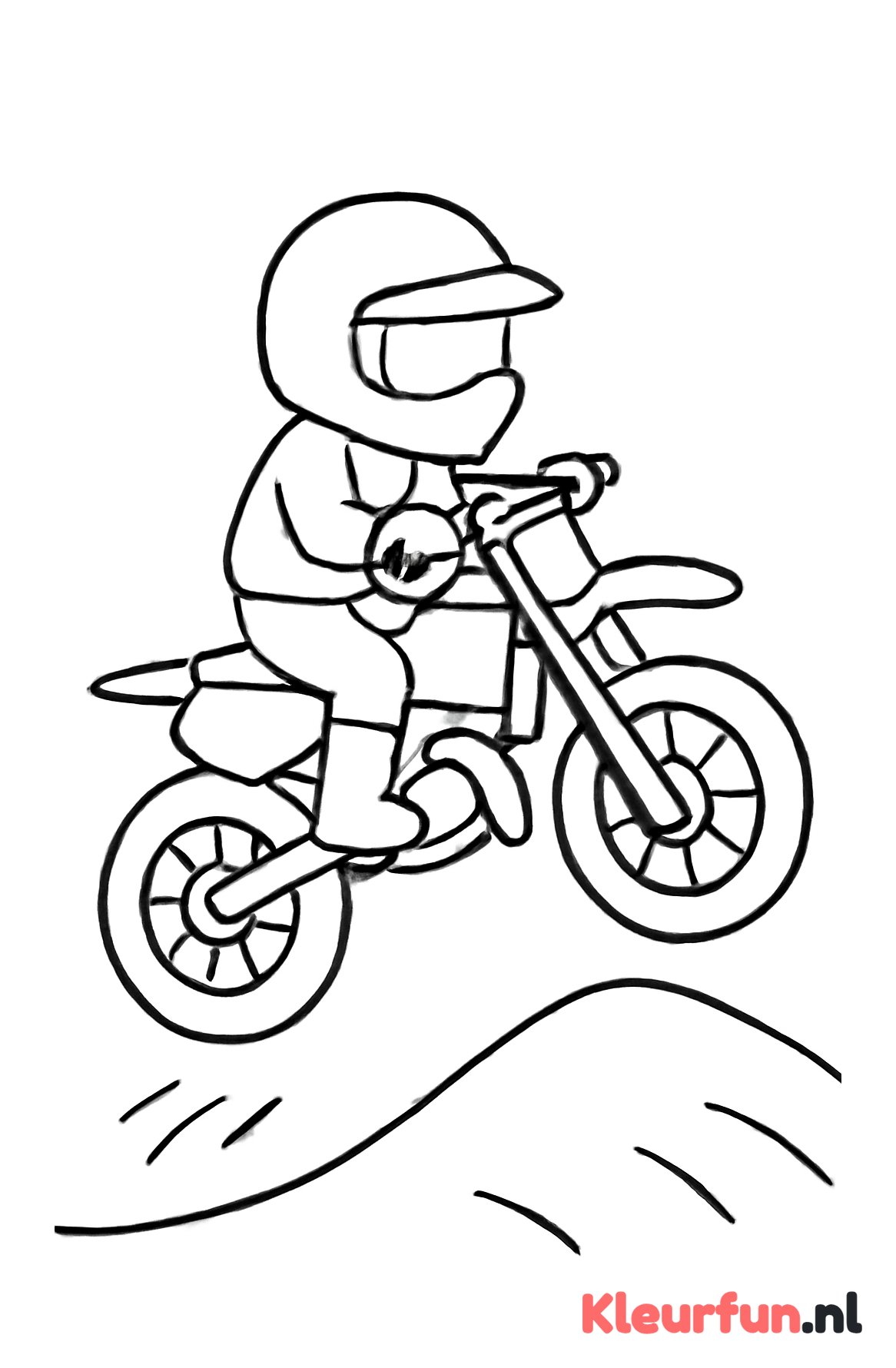 Motorcross springt over heuvel