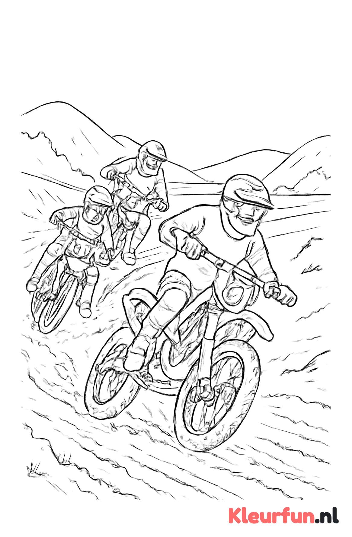 Motorcrossers nemen snelle bocht