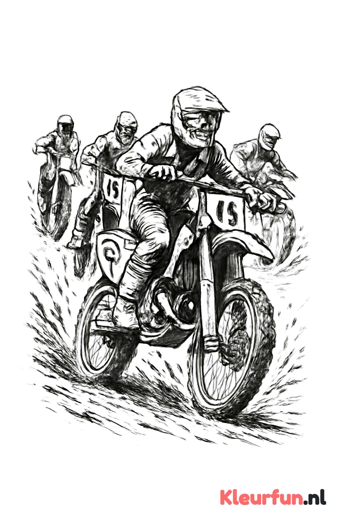 Spannende motorcrosswedstrijd in actie