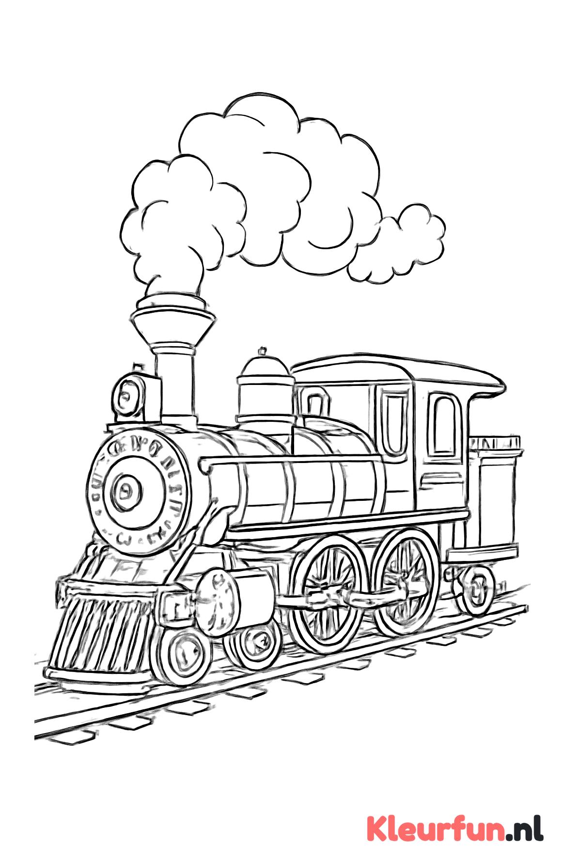 Oude stoomtrein kleurplaat