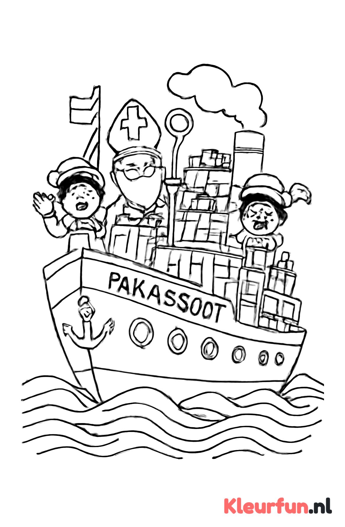 Pakjesboot van Sinterklaas met cadeaus