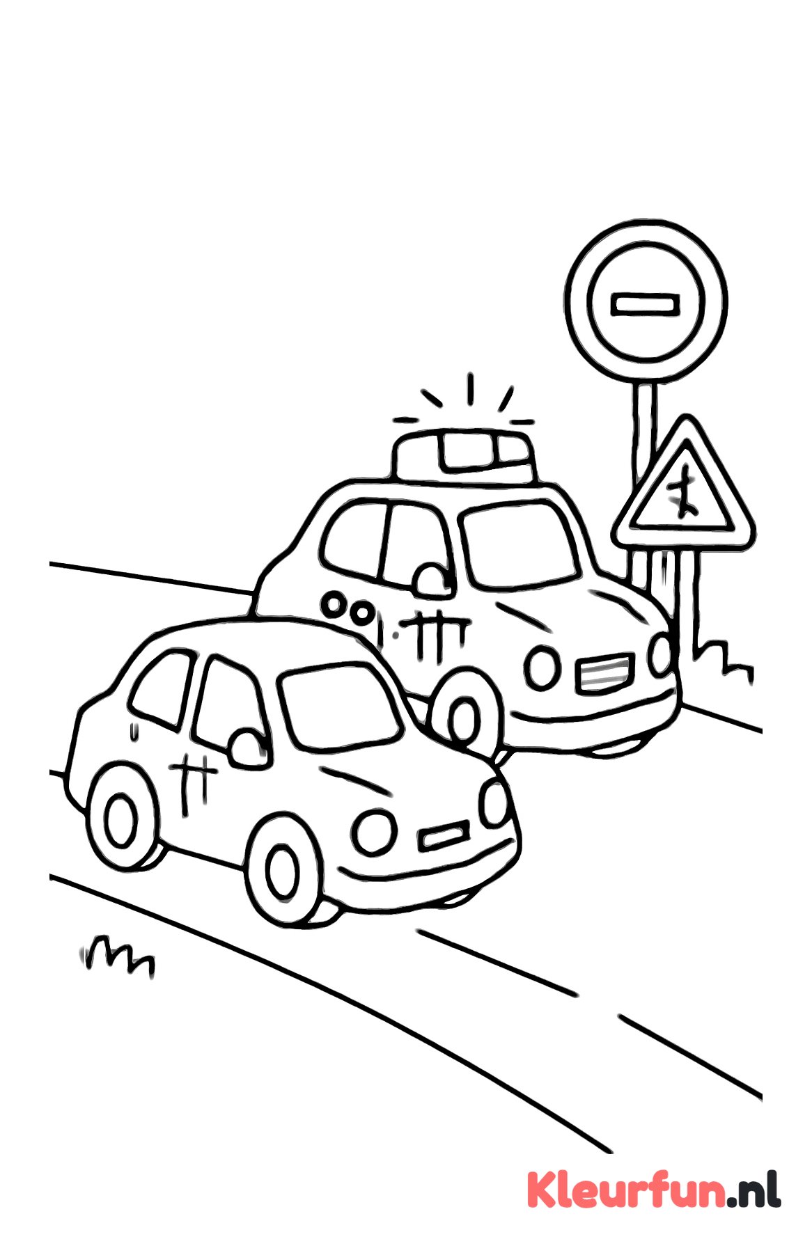Politieauto achter rode auto