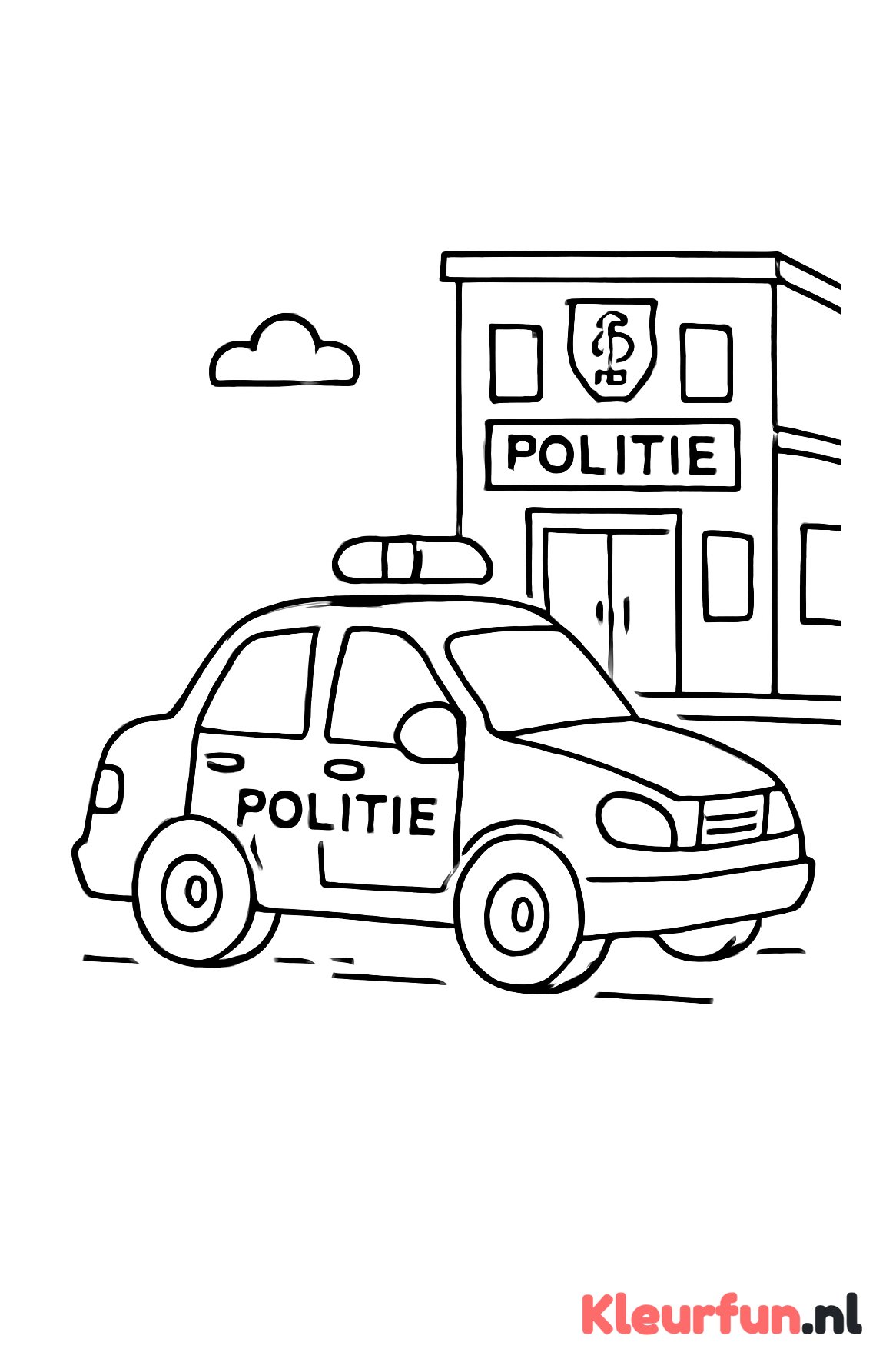 Politieauto bij politiebureau