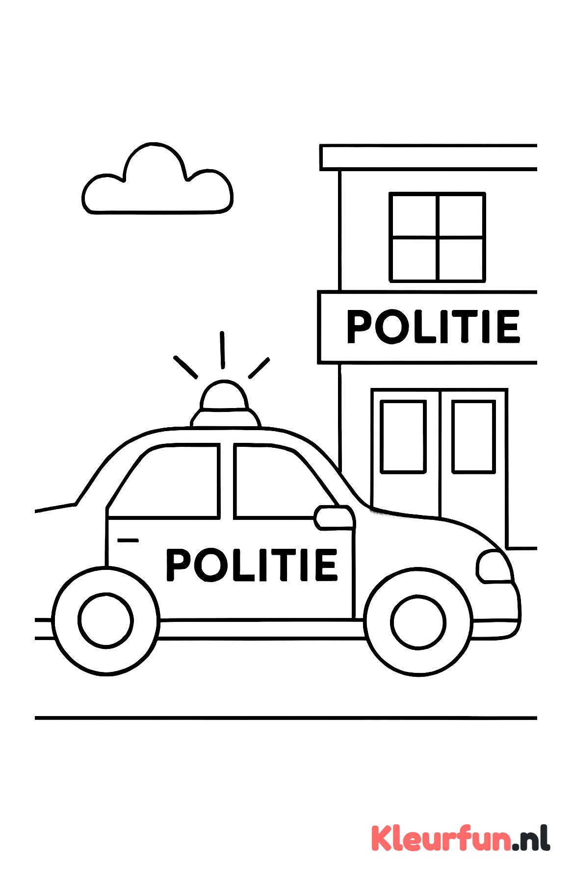 Politieauto geparkeerd bij politiebureau