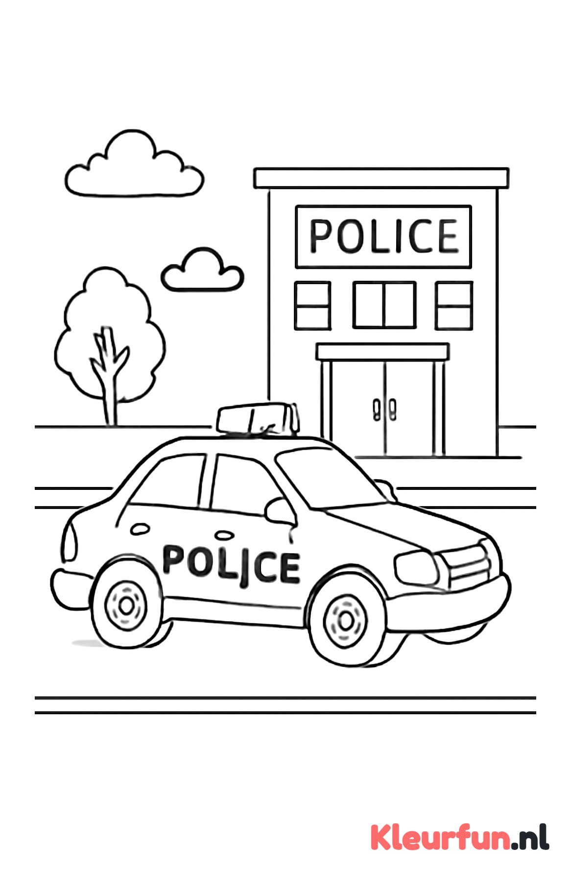 Politieauto bij het politiebureau