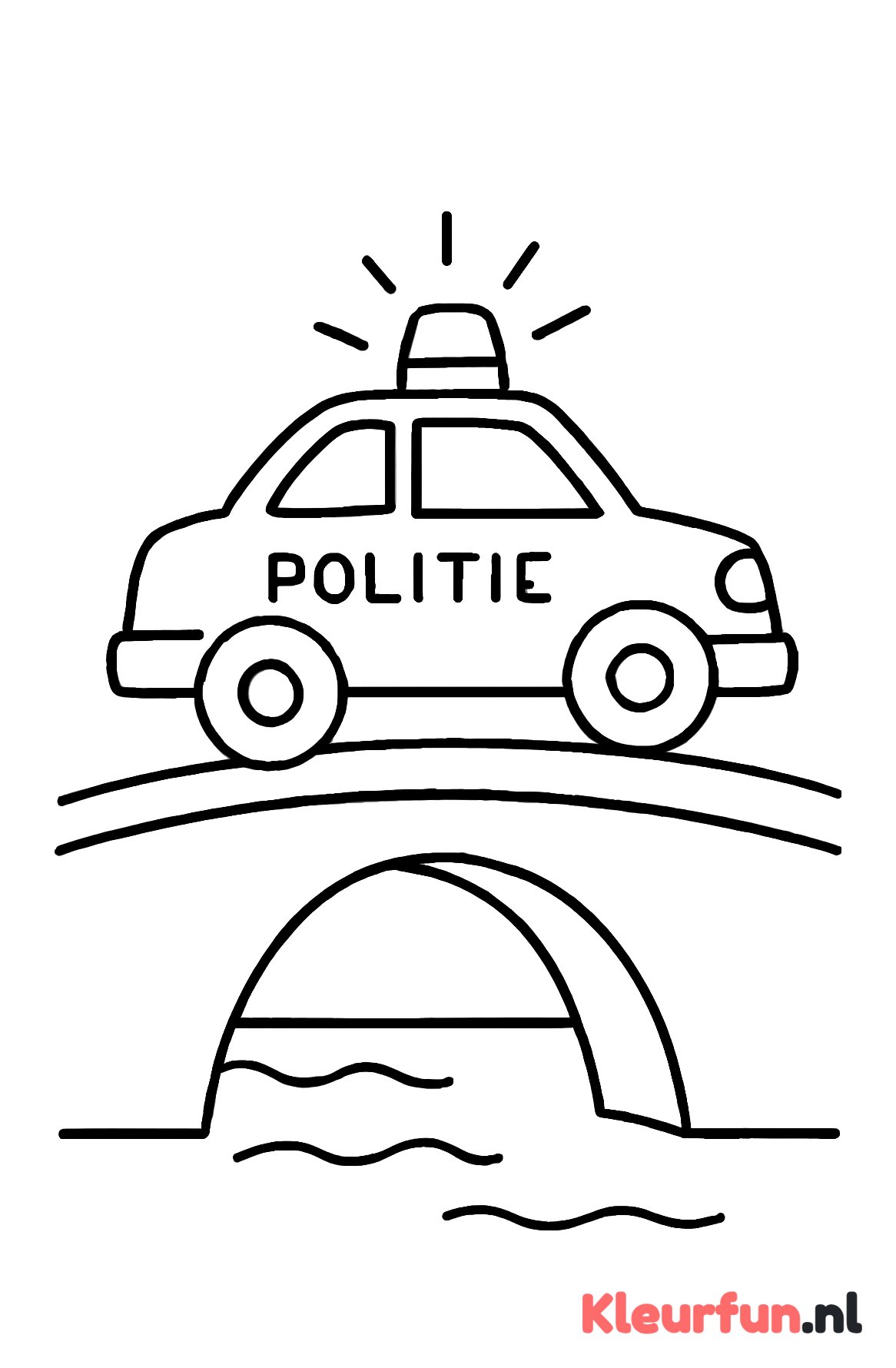 Politieauto rijdt over brug