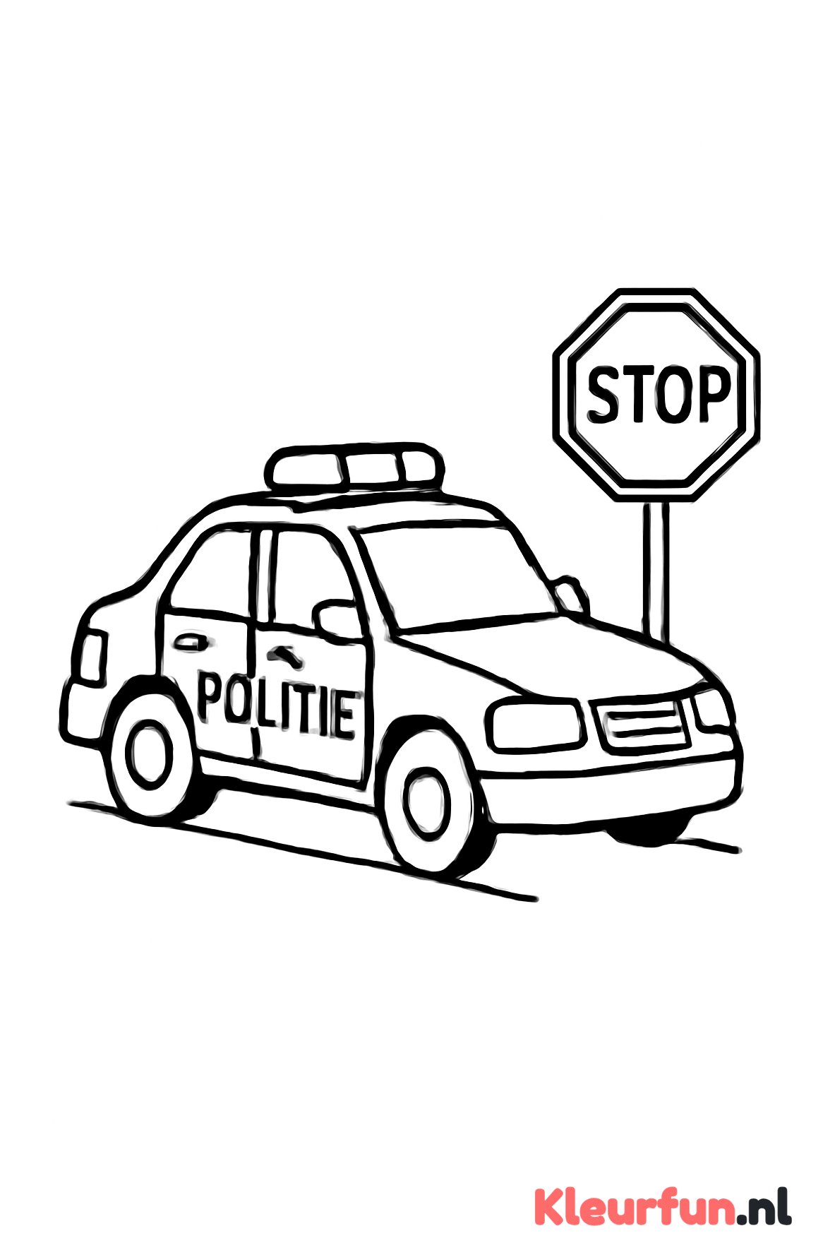Politieauto stopt bij stopteken
