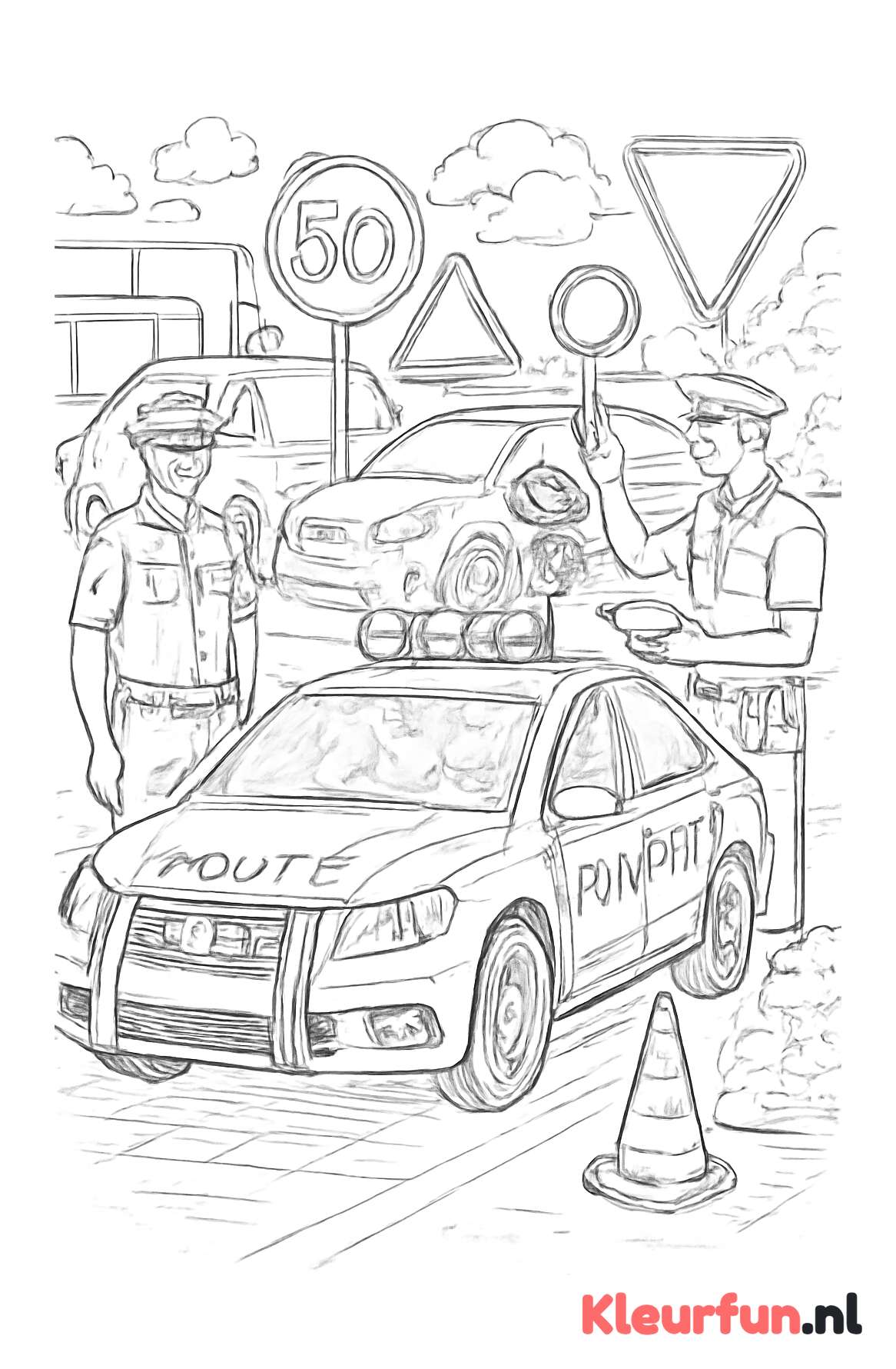 Politieauto bij verkeerscontrole